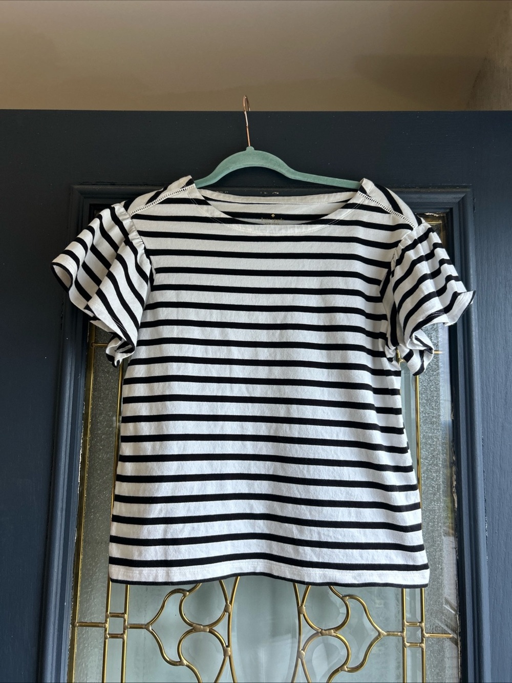 Kate Spade Watson Lane Varsity Stripe Top, Med Flounce Sleeve - Picture 5 of 6